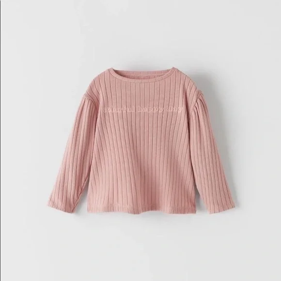 NEW Zara ribbed shirt pink baby 9 months - Picture 1 of 2